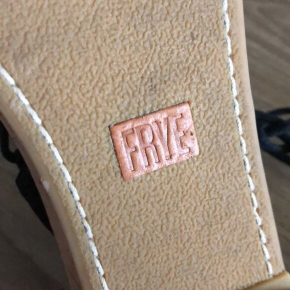 FRYE Miranda Gladiator Black Suede Cork Flat Sandals - Picture 9 of 11